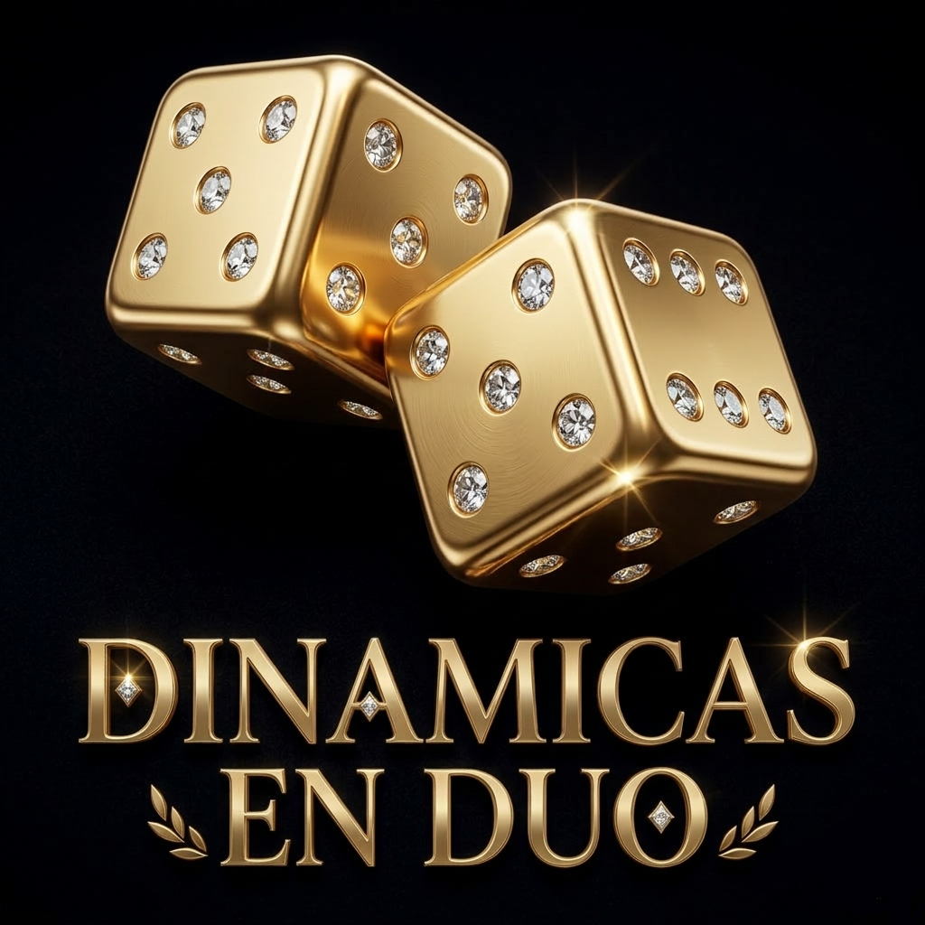 Logo Dinamicas en Duo con dados dorados